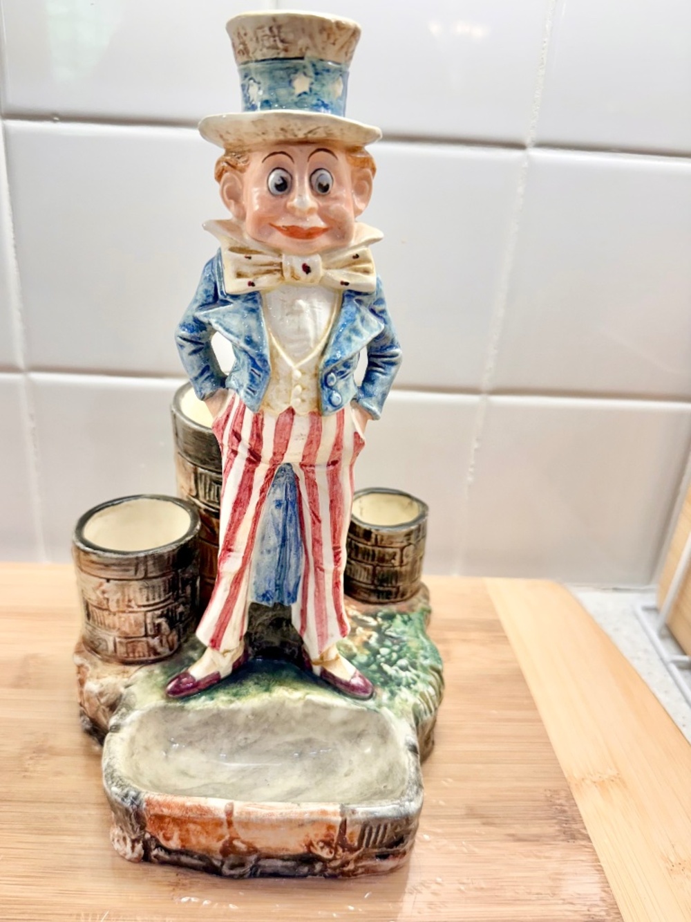 Uncle Sam majolica figurine from the Palmer Cox Brownies series